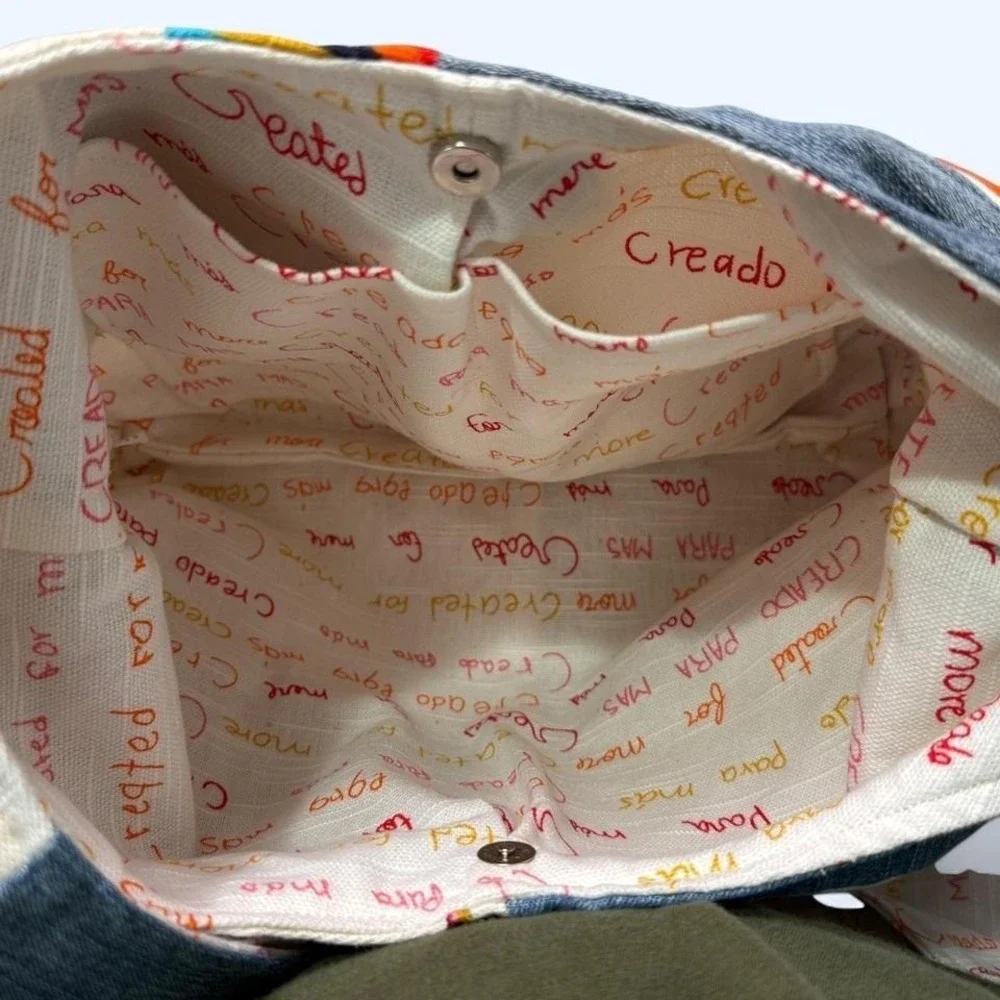 Vera Bradley New Hope Girls Patchwork Denim Hobo Shoulder Bag Art Deco‎ Cottage
